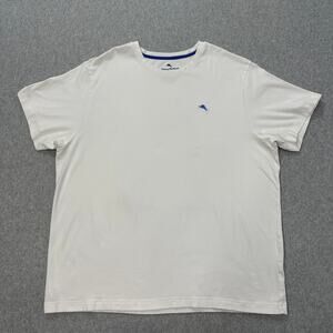 Tommy Bahama T-Shirt Men XL Pullover White Short Sleeve Stretch Blue Marlin Logo